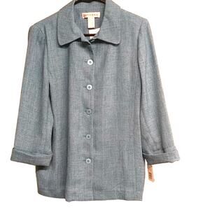 NWT DONNA TORAN Teal Jacket with 3/4 Sleeves Size SMALL